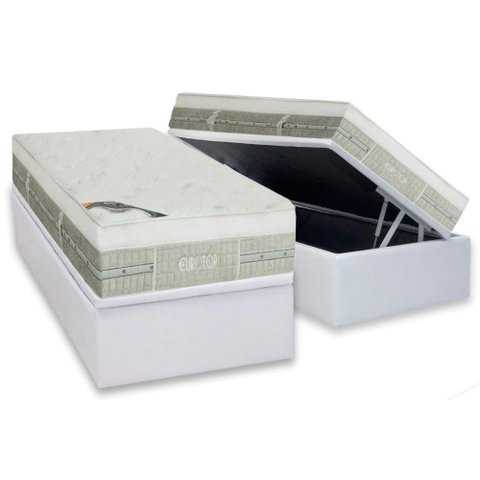 Cama Box Baú Solteiro: Colchão Molas Pocket Ensacadas Castor Summer Winter + Base Crc Courano