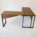 Ver imagem 1 de Mesa Escrivaninha em L 176x155 Industrial Nogal/preto Realme Mesa para Escritório Estilo em L Madeir