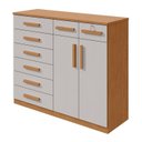 Ver imagem 3 de Cômoda para Quarto 8 Gavetas 2 Portas com Chave Toronto 142cm Bege Amêndoa Clean/Off White