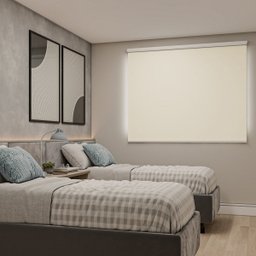Persiana Cortina Rolo Tecido Blackout Liso Creme 1,40m X 1,40m - Sala Quarto Escritório - Blecaute - 3
