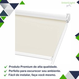 Persiana Cortina Rolo Tecido Blackout Liso Creme 1,40m X 1,40m - Sala Quarto Escritório - Blecaute - 2