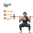 Ver imagem 3 de Barra Cromada Athletic 1,80m Macica Supino Agachamento Reta Musculacao Treino em Casa