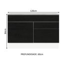Ver imagem 3 de Balcão Gabinete de Pia Cozinha 120 x 60 cm 1 Porta 2 Gavetas Branco/Preto (Com Tampo) Agata Madesa