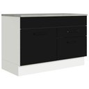 Ver imagem 1 de Balcão Gabinete de Pia Cozinha 120 x 60 cm 1 Porta 2 Gavetas Branco/Preto (Com Tampo) Agata Madesa