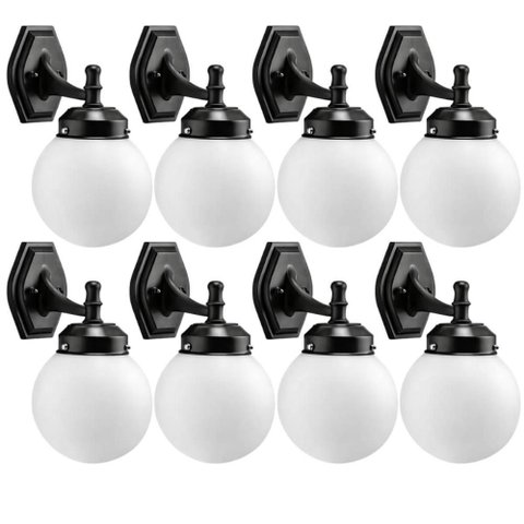 Kit 8 Luminárias de Parede Globo Arandelas Decorativas Jardins Dital Corredores Caminhos Luminosos