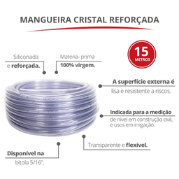 Mangueira Siliconada Cristal Reforçada Bitola 5/16'' Espessura 1,3mm Rolo 15 Metros Durín - 2