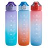 Garrafa de Água 900ml Colorida com Marcador de Horas Adesivo - 1