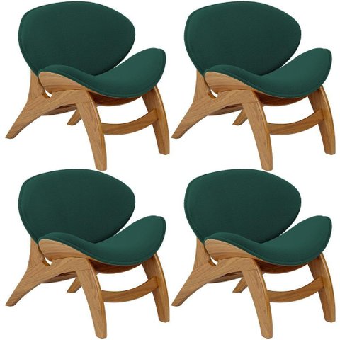 Kit 4 Poltronas Decorativa Orgânica Sala Living Kadosh L02 Bouclê Verde