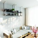 Ver imagem 1 de Nicho Branco Prateleira Suspensa Teto Sala Preta 80cm