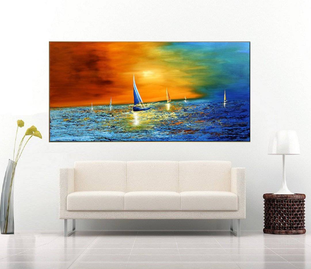 Quadro Pintura Tela Moderna Marinas 2424: 80cm (A) x 160cm (L) - 3
