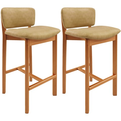 Kit 02 Banquetas Alta para Cozinha Sala de Jantar Bar Dara L02 Couríssimo Fendi - Lyam Decor