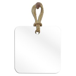 Espelho Decorativo Hole Alça Sisal Natural 40x40 cm - 1