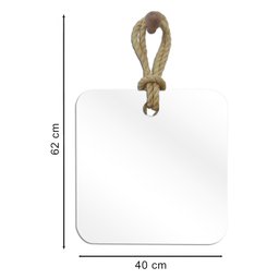 Espelho Decorativo Hole Alça Sisal Natural 40x40 cm - 5