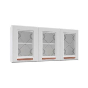 Armário Aéreo P- Cozinha Mirage New Aço 3 Portas C-vidro 120cm Branco - Telasul