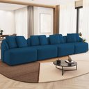 Ver imagem 1 de Sofá 5 Lugares para Sala de Estar Living 388cm Arlo F04 Veludo Azul Marinho - Lyam Decor