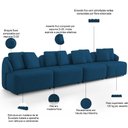 Ver imagem 4 de Sofá 5 Lugares para Sala de Estar Living 388cm Arlo F04 Veludo Azul Marinho - Lyam Decor