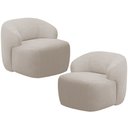 Ver imagem 1 de Kit 02 Poltronas Decorativa Fixa Orgânica para Sala Living Barolo L06 Bouclê Bege - Lyam Decor