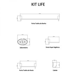 Kit de Acessórios para Banheiro 5 Peças Lf9901 Ducon Metais - 7