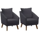Ver imagem 1 de Kit 2 Poltronas para Sala e Escritório Decorativas Ellen Veludo Cinza