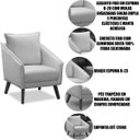Ver imagem 4 de Kit 2 Poltronas para Sala e Escritório Decorativas Ellen Veludo Cinza