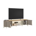 Ver imagem 3 de Rack Bancada P/ Tv até 85 Pol Santorini C/ 2 Portas 1 Prateleira de Vidro 2 Nicho e Led 239cm