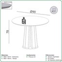 Ver imagem 5 de Mesa de Jantar 90cm C/ 4 Cadeiras e Base Ripada 100% Mdf Cor:off White com Freijó e Cesare Claro