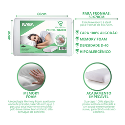 Kit 2 Travesseiros Nasa Viscorelax Perfil Baixo com Memoria - 2