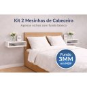 Ver imagem 4 de Kit 2 Mesas de Cabeceira Suspensas 30cm com Nicho MDF 15mm Branco Mesa de Cabeceira Já Montadas