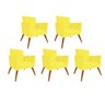 Kit 05 Poltrona Cadeira Nina Com Base Decorativa Recepção Sala De Estar Corino Amarelo - - 1