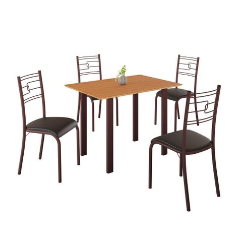 Conjunto Sala de Jantar Mila 4 Cadeiras Ella Marrom C- Preto