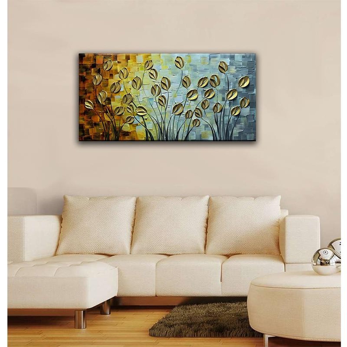 Quadro Pintura Tela anos long pintados fade gold Quarto 5434: 60cm (A) x 110cm (L) - 1