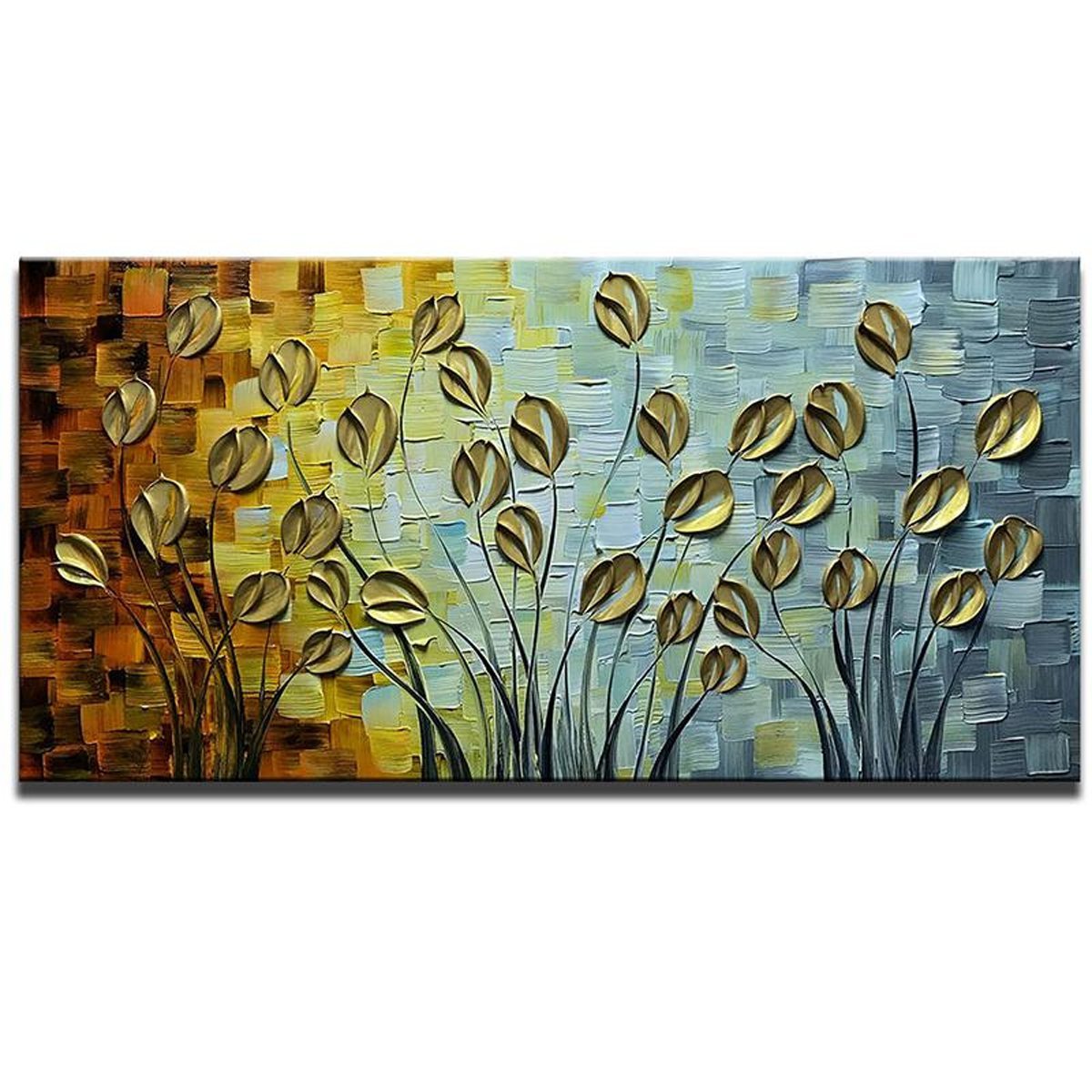 Quadro Pintura Tela anos long pintados fade gold Quarto 5434: 60cm (A) x 110cm (L) - 2