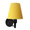 Ver imagem 4 de Kit-2 Arandela Cone Md-2013 Preto C- Inter Liga e Desl Cúpula em Tecido Amarelo - Bivolt