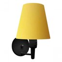 Ver imagem 2 de Kit-2 Arandela Cone Md-2013 Preto C- Inter Liga e Desl Cúpula em Tecido Amarelo - Bivolt
