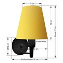 Ver imagem 3 de Kit-2 Arandela Cone Md-2013 Preto C- Inter Liga e Desl Cúpula em Tecido Amarelo - Bivolt