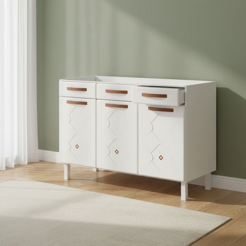 Balcão de Pia sem Tampo 2 Gavetas 120cm Mirage New Telasul
