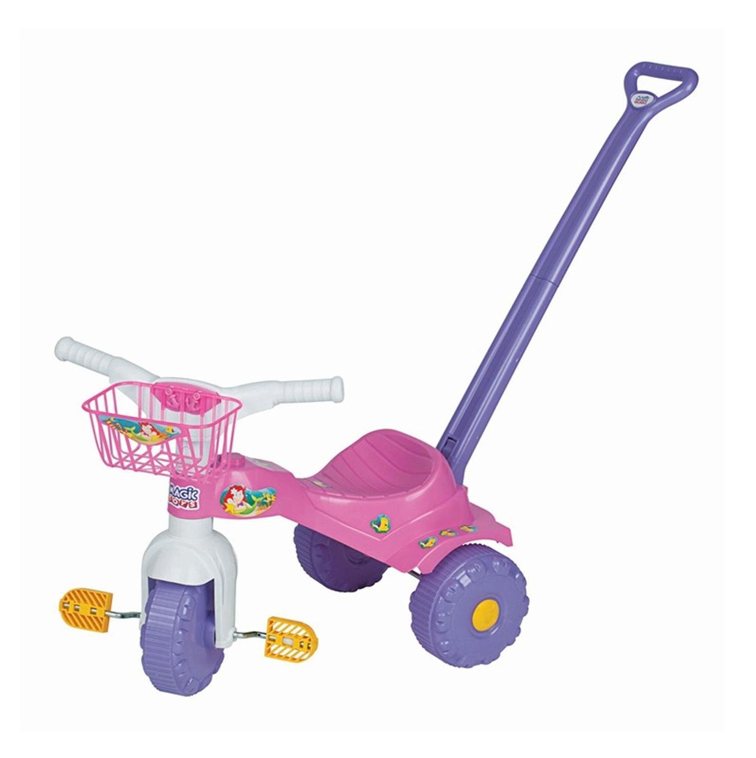 Ditudotem Triciclo Infantil Velotrol Bebe Motoca Roxo Brinquedo Menina Com  Cestinha Velocípede Motoquinha Magic Toys