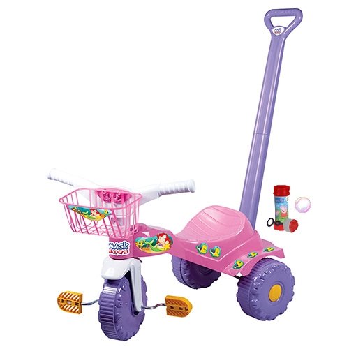 Triciclo Velotrol Motoca Infantil Empurrador Velocípede Bebê Cor Rosa