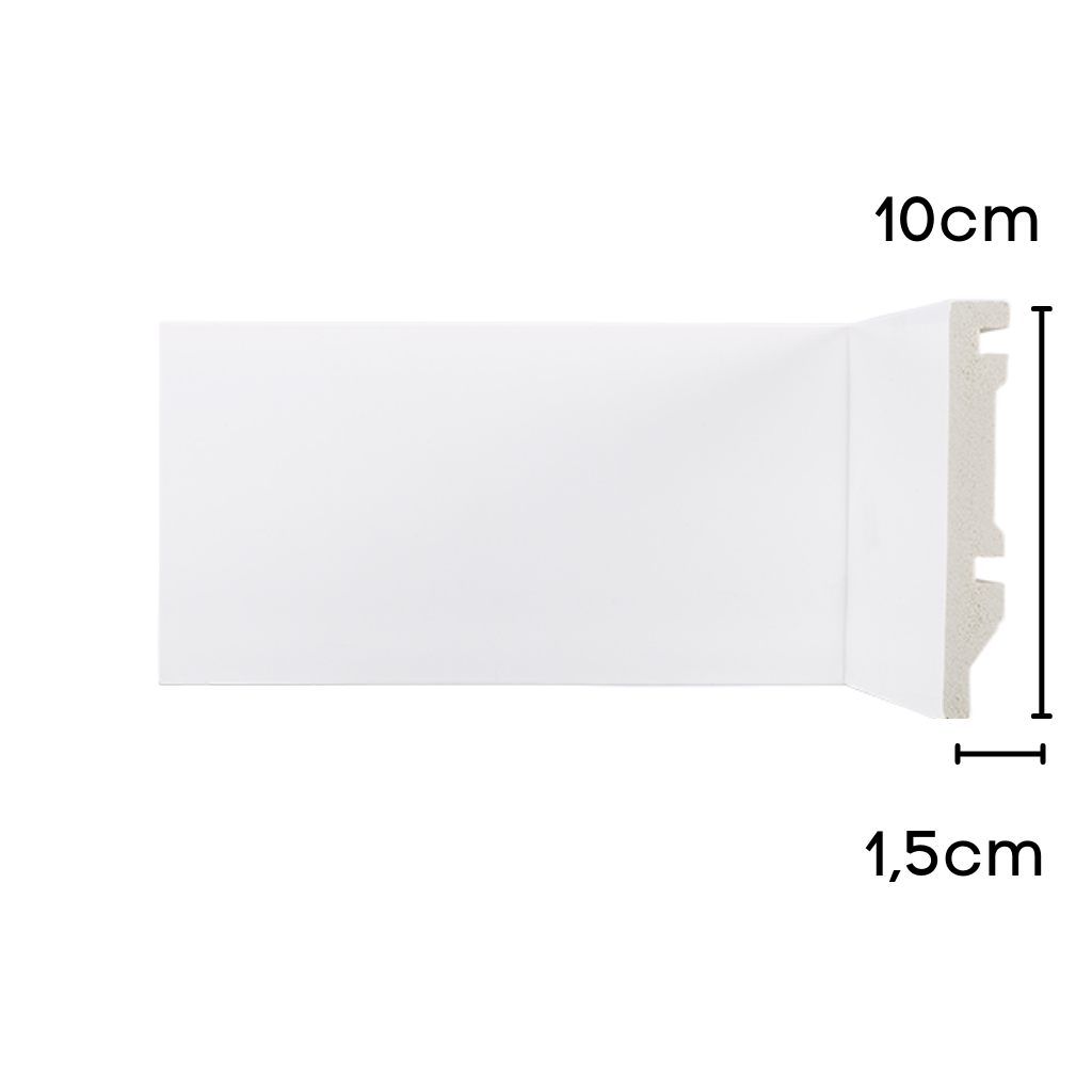 Rodape Poliestireno 10cm Branco Liso 2,40 Metros 5190 - 2