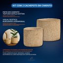 Ver imagem 3 de Kit 02 Cachepots em Cimento Vaso Decorativo Textura Rattan - Bege