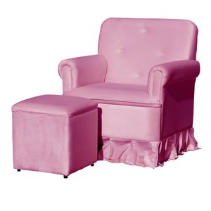 Poltrona Laura Amamentação Balanço Mais Puff - Quarto Bebê Amamentação - Veludo - Estopar Laura Mais