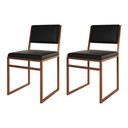 Ver imagem 1 de Kit 2 Cadeiras Industrial Isa Assento Corino Base Cobre para Mesa Sala Cozinha Estilo - Cobre/preto