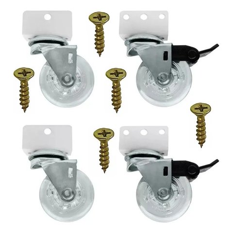Rodinha para Berço em Gel Kit 4un 2C/Trava 2S/Trava 16m + Parafusos