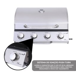 Churrasqueira de Embutir Bancada Inox a Gás 4 Queimadores Push Turn Importway Iwcg-005 - 5