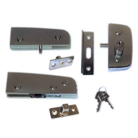 Kit porta pivotante para vidro temperado blindex (Sistema tradicional opção mola) - Cromado
