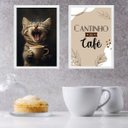 Ver imagem 2 de Kit 2 Quadros Cantinho do Café - Gatinho 24x18cm - com Vidro:moldura Preta