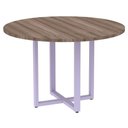 Ver imagem 1 de Mesa de Reunião Redonda P25 Pandin 110 Cm (largura) Tampo Mdp Walnut Pé Aço Tubular Lilás