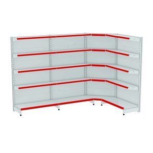 Gondola Parede 202 Fit Ate 3 Metros 1 Canto Branco 20b Pe Vermelho