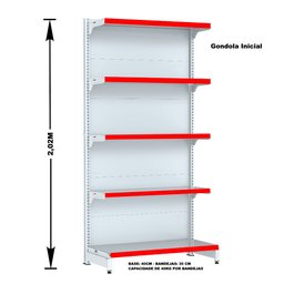 Gondola Parede 202 Fit Ate 3 Metros 1 Canto Branco 20b Pe Vermelho - 2