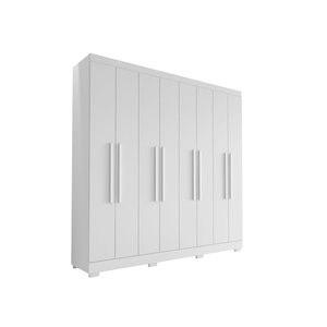 Guarda Roupa Casal Porto 8 Portas 4 Gavetas Branco Brilho - Aramóveis